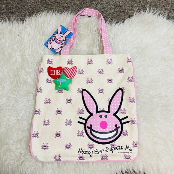 JIM BENTON IT'S HAPPY BUNNY TOTE BAG IHB TOTE BAG SET - Picture 3 of 6